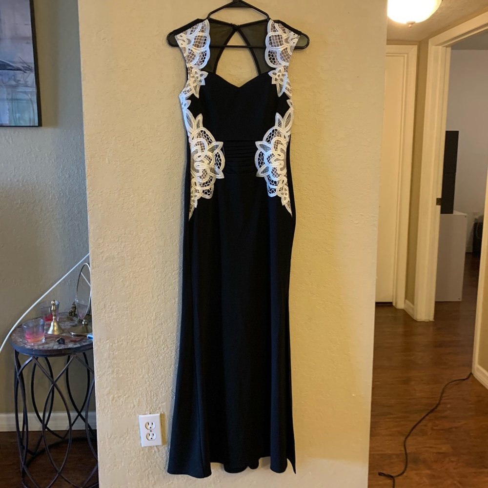 black and white long dress